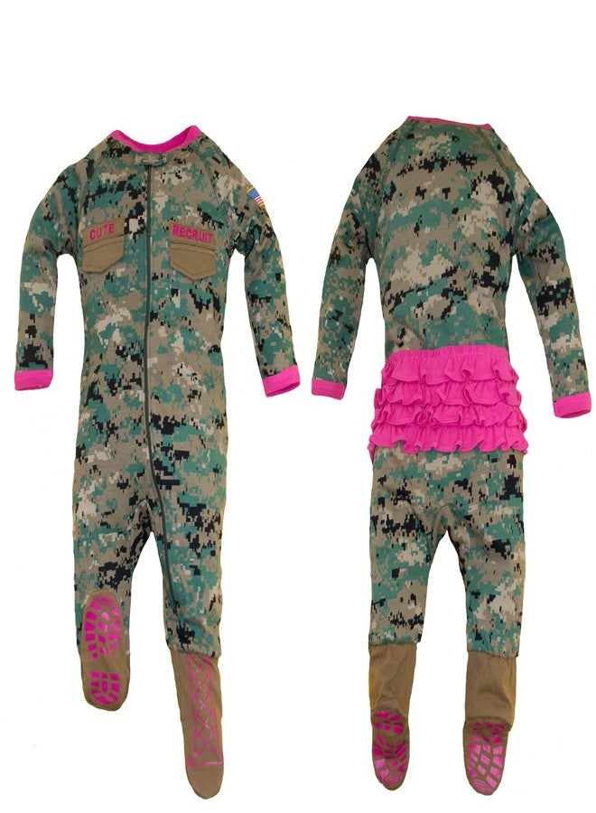 TC Trooper Clothing U.S.M.C. Baby Girls Woodland Camo Footed Crawler with Pink Accents (6-9 Months) - Image 2