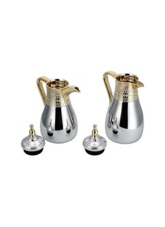 Dallaty Dallaty jambiyah set of 2 gold & silver steel vacuum flask  - Image 2