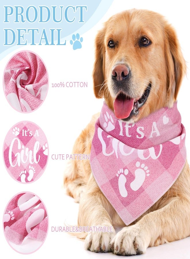 LEIFIDE 2 Pieces Gender Reveal Baby Announcement It's a Girl or It's a Boy Dog Bandana Pregnancy Announcement Plaid Triangle Pet Scarf Scarves Gender Reveal Photo Prop for Medium Large Dogs(Cute) - Image 3