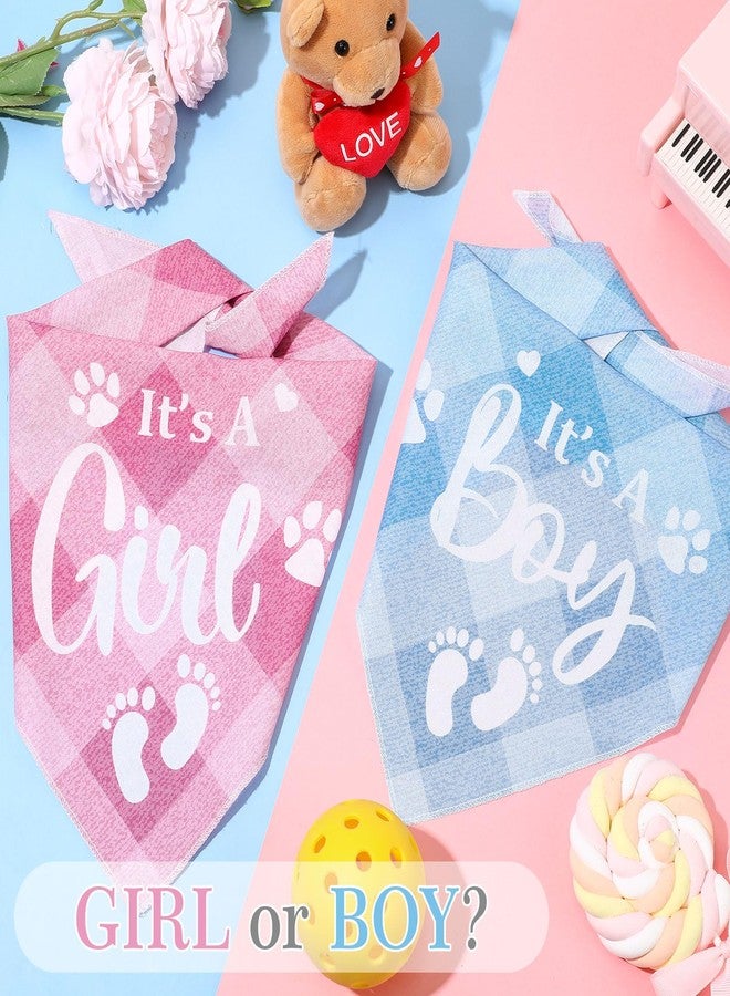 LEIFIDE 2 Pieces Gender Reveal Baby Announcement It's a Girl or It's a Boy Dog Bandana Pregnancy Announcement Plaid Triangle Pet Scarf Scarves Gender Reveal Photo Prop for Medium Large Dogs(Cute) - Image 4