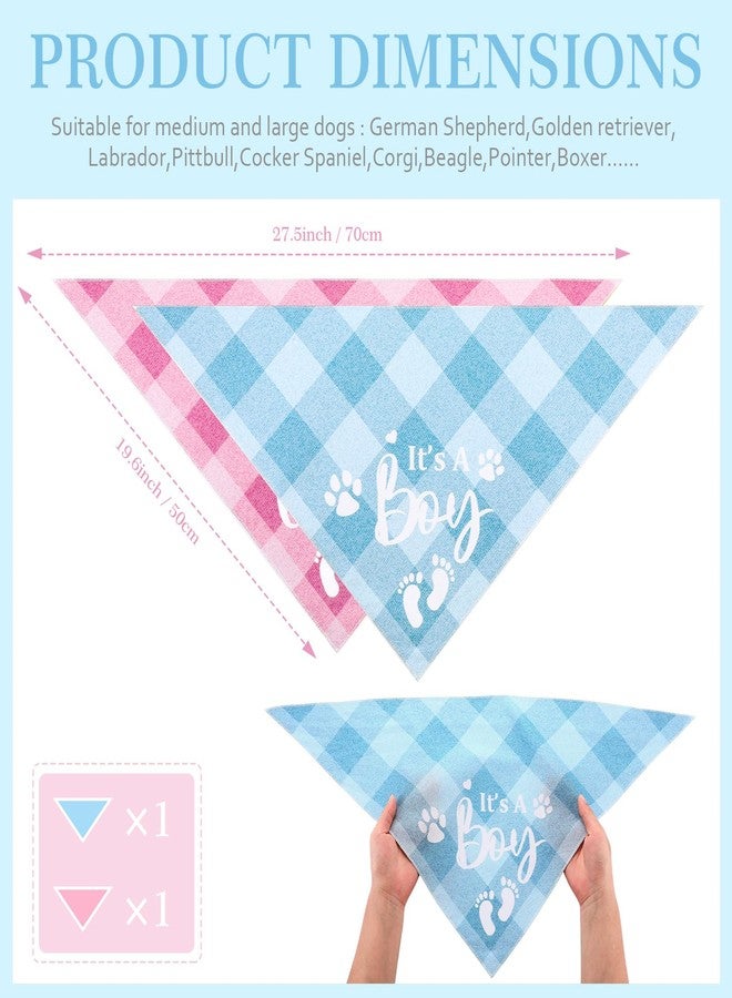 LEIFIDE 2 Pieces Gender Reveal Baby Announcement It's a Girl or It's a Boy Dog Bandana Pregnancy Announcement Plaid Triangle Pet Scarf Scarves Gender Reveal Photo Prop for Medium Large Dogs(Cute) - Image 2