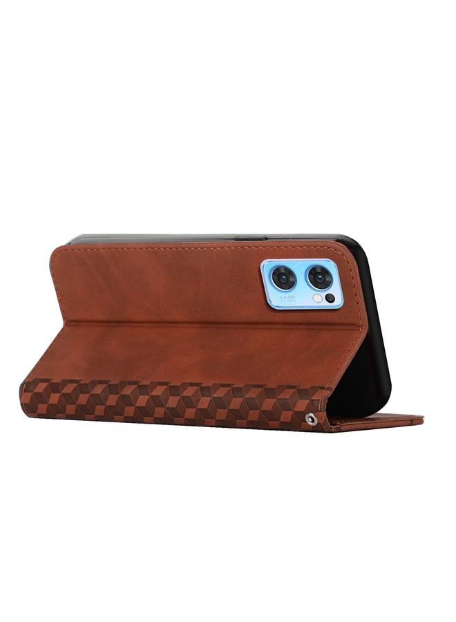 S-TOP Case For OPPO Reno7 5G Global/ Find X5 Lite Diamond Splicing Skin Feel Magnetic Leather Phone Case - Image 5