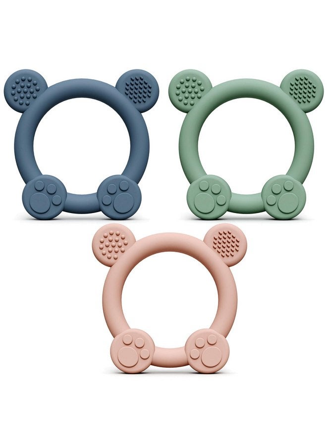 باندا إير مجموعة من 3 قطع من ألعاب التسنين للأطفال من باندا إير مصنوعة من السيليكون للأطفال من عمر 0 إلى 6 أشهر، حلقات التسنين للأطفال من عمر 6 إلى 12 شهرًا، عضاضة سيليكون للأطفال خالية من مادة بيسفينول أ، لتخفيف آلام التسنين وتسكين اللثة المؤلمة وسهلة الإمساك - Image 1