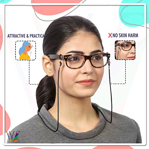 VIVID vision Unisex Adult Fabric Eyeglass Holder Strap Cord | New Chain Adjust on Sunglasses | Anti-slip Retainer Lanyard String Eyewear Frame | CH-151 | Black - Image 4