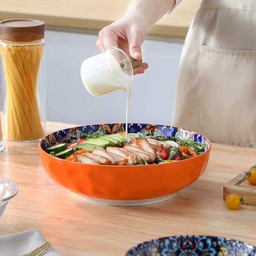 vancasso Large Serving Bowls, 78 Oz Extra Large Salad Bowls Set of 2, Bohemian Decorative Bowls for Salad, Fruit, Pasta and Dinner, Serving Dishes Set for Party, Dishwasher & Microwave Safe－Red - Image 5
