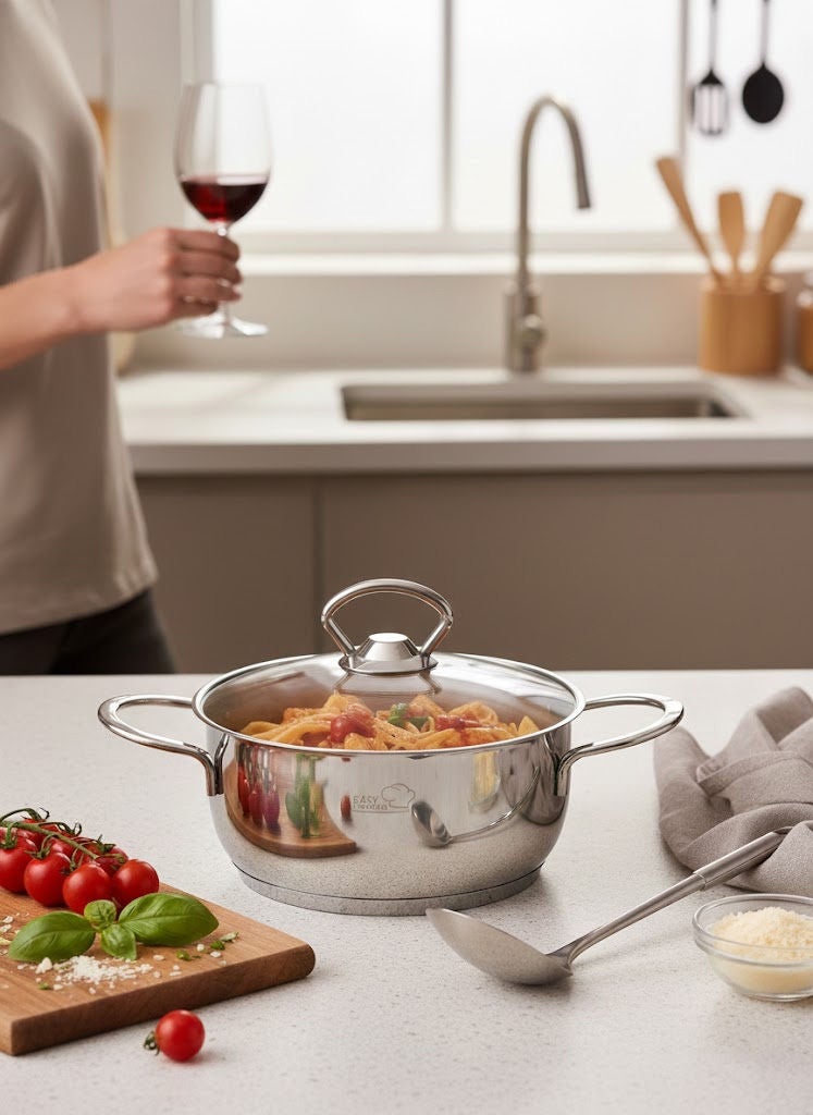Easy Cooking Stainless Steel Cooking Pot 14cm Silver 18/10 (Made in Turkey) - Image 1