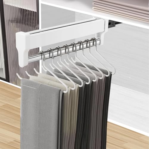 MAFAGE Pull Out Closet Valet Rod Adjustable Sliding Heavy Duty Steel Top Mounted Clothes Storage Hanger Rail for Closet Wardrobe 397mm156inch - Image 1