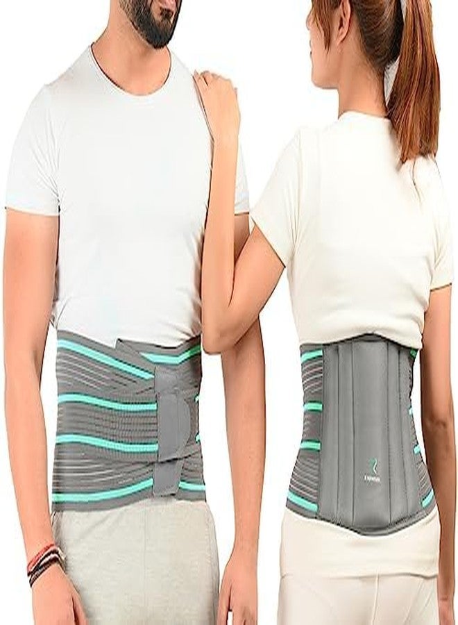 K SQUARIANS LS Belt XXL Grey | Lumbar Sacral Belt for Back Pain Relief | Adjustable Straps | Fracture Injuries Support | Lumbo Support Waist Belt for Women & Men | Fits 52-58 Inches - Image 1