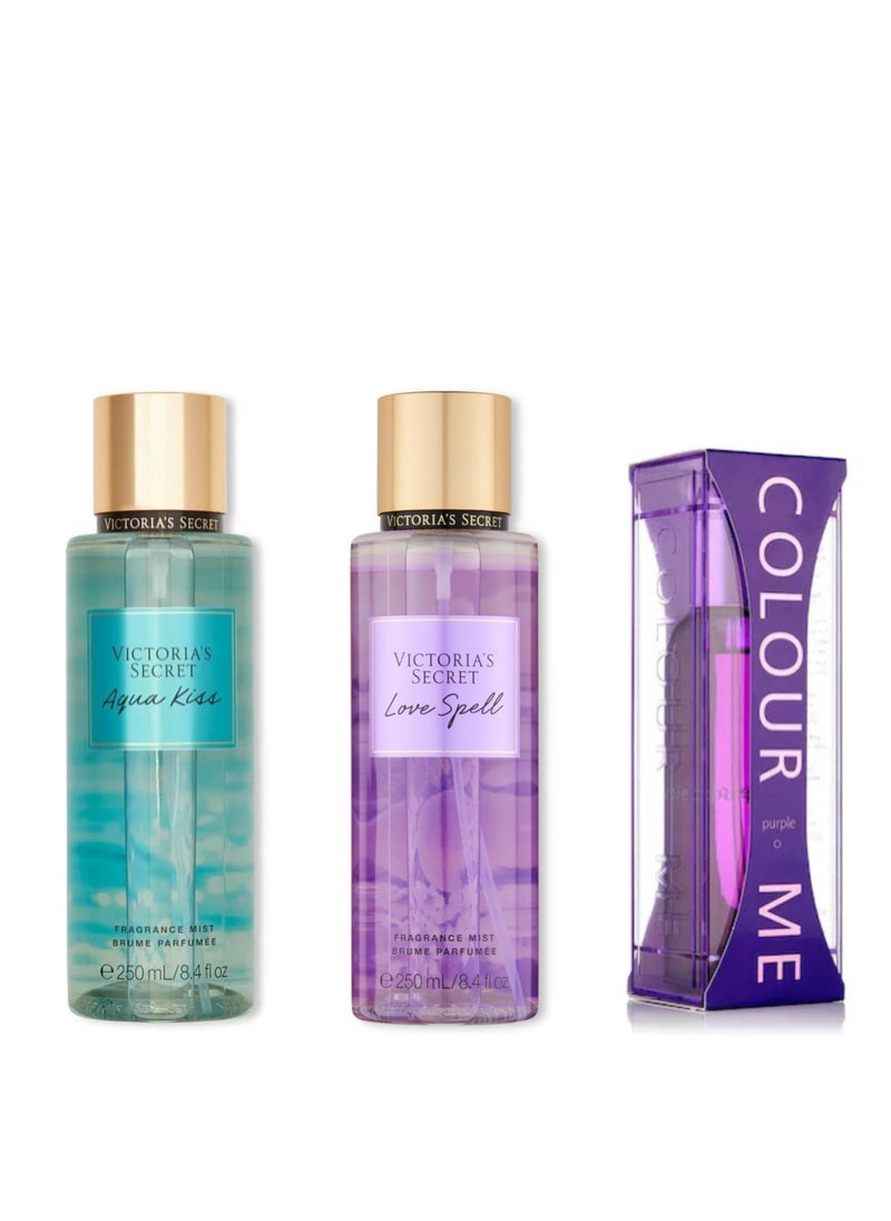 Pack of Three Victoria Secret and Colour me purple Combo Love spell, Aqua kiss and Purple 600ml - pzsku/ZFBFB3C48685C70A932B6Z/45/1741697275/747ad70f-b1c9-417c-be83-c1cf497be431