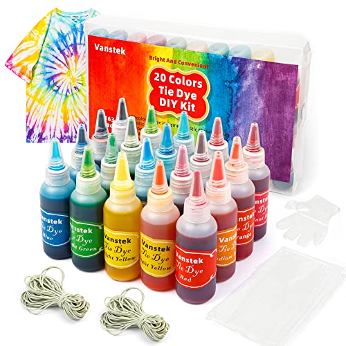 Vanstek 7 Colors Tie Dye Kit 1352oz JumboSize Fabric Dye for Family Friends Groups Party Supplies 59 Pack Tie Dye Kit for Women Kids Men by Vanstek