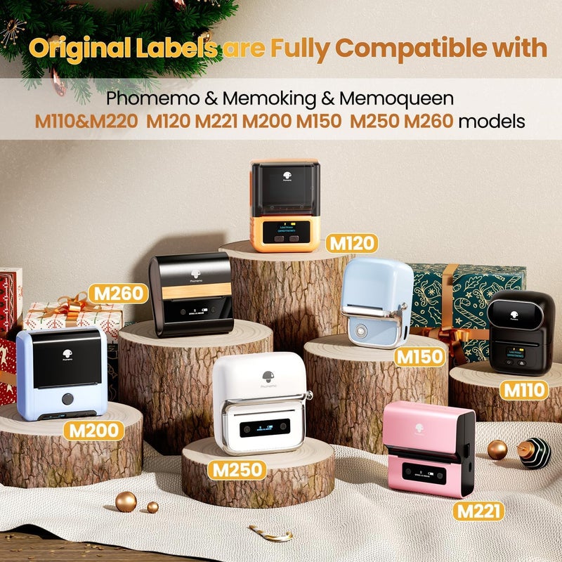 Memoking ملصقات حرارية واضحة أصلية M110 M220 - 1.57"x2.36" (40x60 مم)، ملصقات حرارية شفافة M110 M220، ملصقات واضحة M110 متوافقة مع ماكينة ملصقات فوميمو M110 M220 M200 M221 - 130 قطعة لكل لفة - Image 2