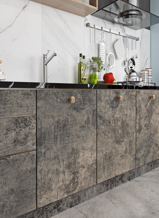 Livelynine Moody Concrete Wallpaper Peel and Stick Industrial Modern Brown Black Limewash Wallpaper Waterproof Dark Aged Cement Wall Mural Removable Cracked Concrete Contact Paper Vinyl 15.8x78.8 - Image 5