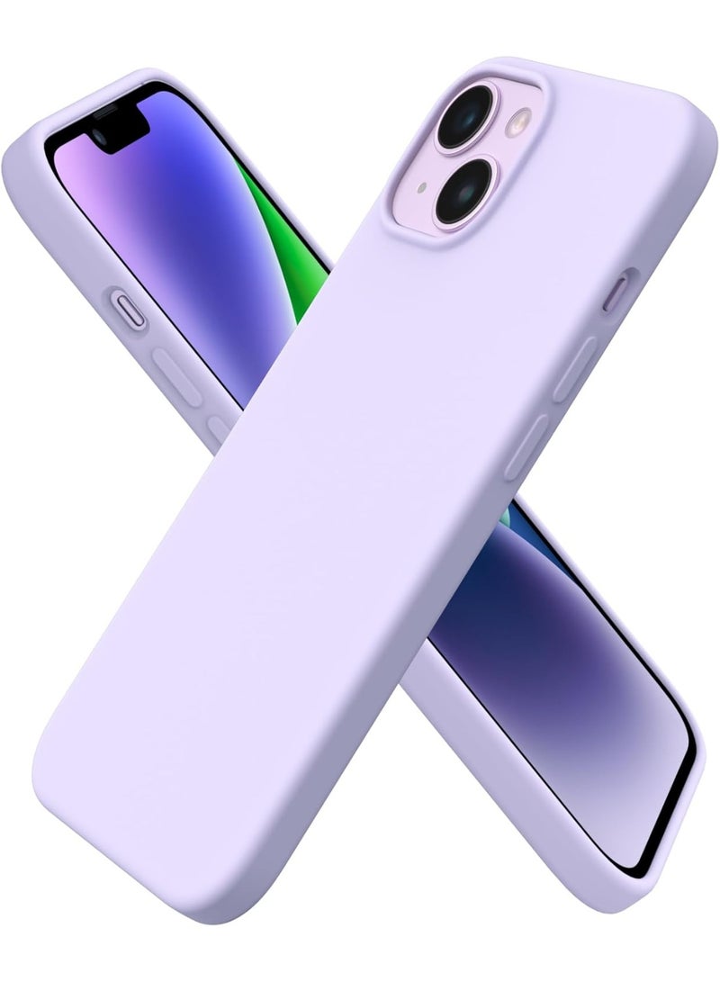 جراب متوافق مع iPhone 13/14 مقاس 6.5 بوصة، جراب هاتف نحيف من السيليكون السائل بأربع طبقات من المطاط الهلامي الناعم المقاوم للصدمات مع بطانة من الألياف الدقيقة المضادة للخدش (موف) - Image 1