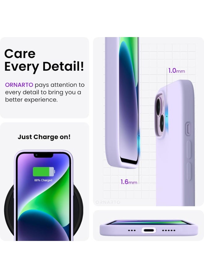 جراب متوافق مع iPhone 13/14 مقاس 6.5 بوصة، جراب هاتف نحيف من السيليكون السائل بأربع طبقات من المطاط الهلامي الناعم المقاوم للصدمات مع بطانة من الألياف الدقيقة المضادة للخدش (موف) - Image 2