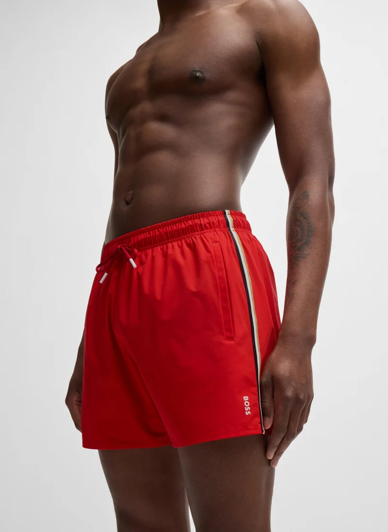 BOSS Fully lined swim shorts with signature stripe