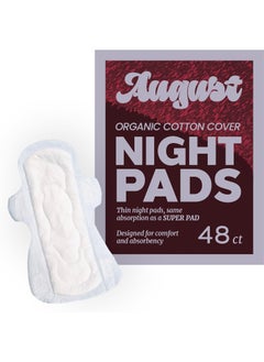 August August Menstrual Organic Cover Pads for Women and Anyone Who Menstruates, Super Absorbency, 48 Organic Cotton Super Pads, Compostable Wrappers, Fragrance Free, Organic Pads with Wings 