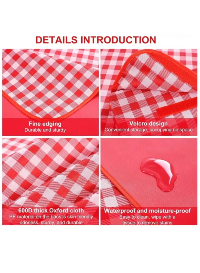 وجبة نزهة عائلية كبيرة لـ 4-6 أشخاص، 1.5 متر *2 متر بطانية نزهة متنقلة في الهواء الطلق، بطانية قابلة للطي مقاومة للماء مقاومة للرمال للتخييم - Image 3