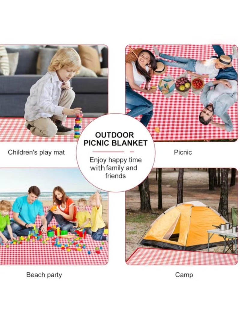 وجبة نزهة عائلية كبيرة لـ 4-6 أشخاص، 1.5 متر *2 متر بطانية نزهة متنقلة في الهواء الطلق، بطانية قابلة للطي مقاومة للماء مقاومة للرمال للتخييم - Image 5