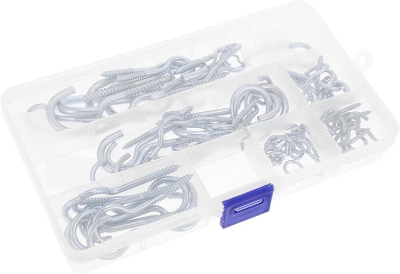 80 Pcs Heavy Duty Carbon Steel Screw Hook Assortment Kit Galvanized For Drywall Indoor Outdoor Use - Image 2