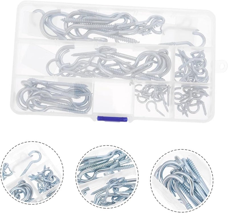80 Pcs Heavy Duty Carbon Steel Screw Hook Assortment Kit Galvanized For Drywall Indoor Outdoor Use - Image 3