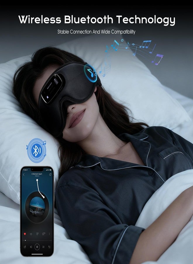 TOPOINT Sleep Mask with Headphones Bluetooth 5.4-3D Zero-Pressure Design Adjustable Sleep Headphones 100% Light Blocking Sleep Headphones with White Noise Sounds Comfortable(Onyx - Image 3