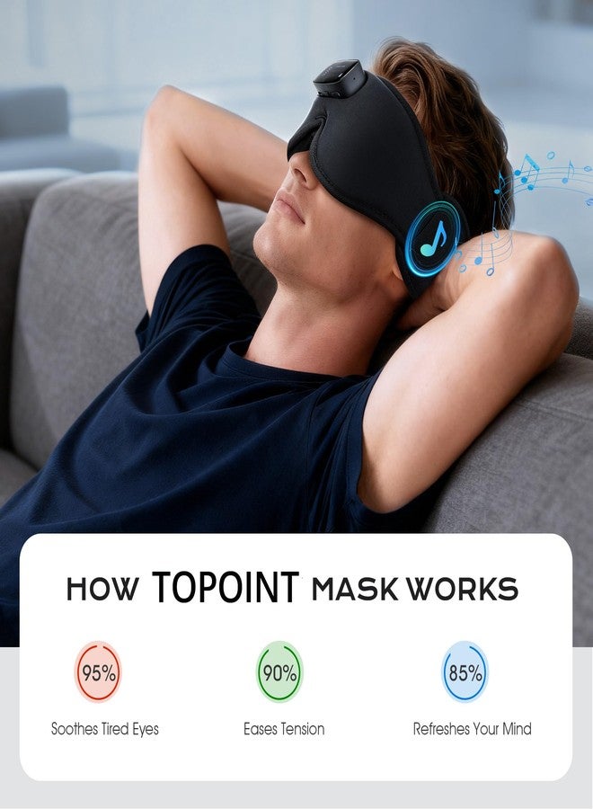 TOPOINT Sleep Mask with Headphones Bluetooth 5.4-3D Zero-Pressure Design Adjustable Sleep Headphones 100% Light Blocking Sleep Headphones with White Noise Sounds Comfortable(Onyx - Image 4