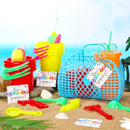 Simgoing End of Year Student Gifts from Teachers Graduation Gifts for Kids Bulk 73 Pcs Kindergarten Preschool Graduation Summer Class Party Favors with Sand Beach Buckets Bulk Basket Toys Cups Straw - Image 5