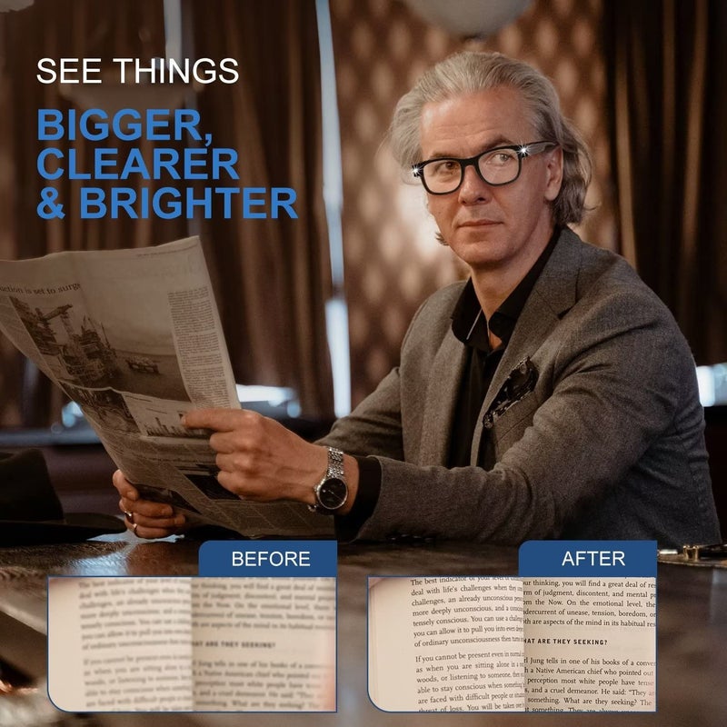 OKH Reading Glasses with Lights, Rechargeable, Bright LED Lighted Readers 2.0, Hands-free Magnifying Eyeglasses for Close Work, Reading, Unisex - Image 4