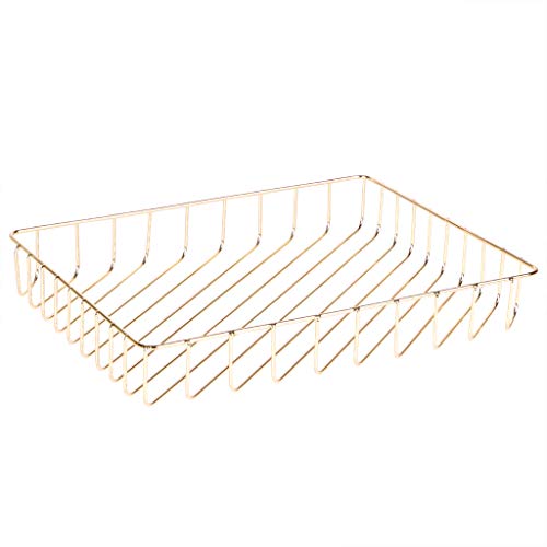 Fvstar Paper Organizer for Desk Metal Paper Tray Large Capacity Letter Tray File Holder Mail Inbox Storage Organizer Basket for Office Classroom Desktop,12.5" x 9.4" x 1.9",Gold - Image 1