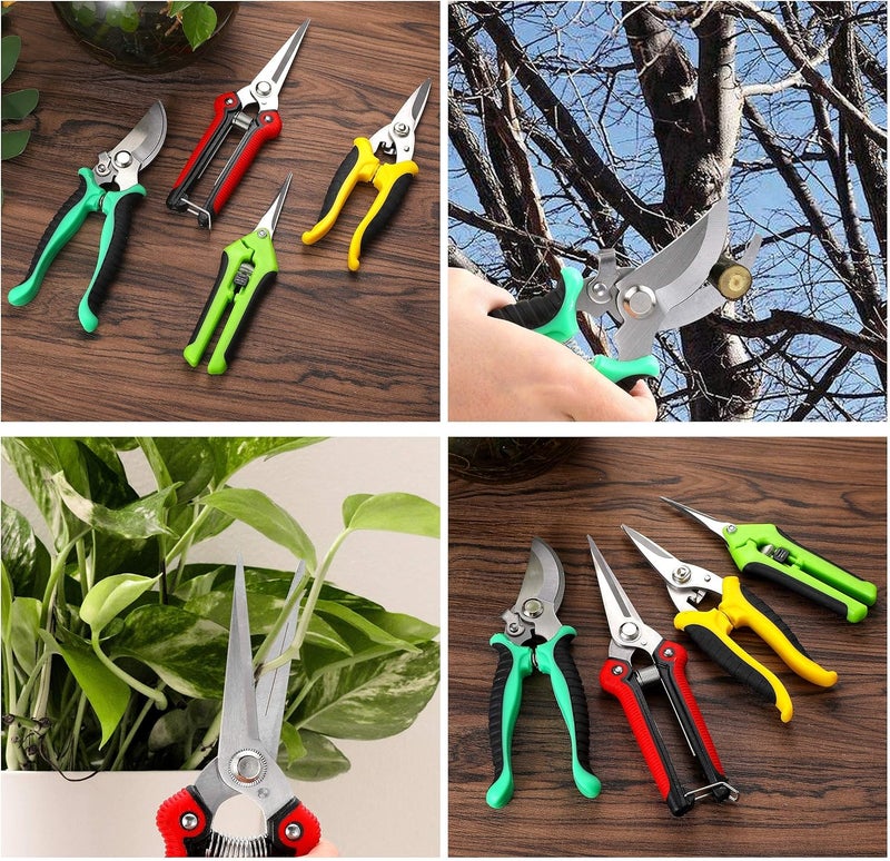 Topbooc 5‑Piece Garden Pruning Shears Set with Gloves & Storage Bag – Stainless Steel Trimming Scissors for Flowers, Herbs & Small Branches – Ergonomic Gardening Tools Kit (Multi-color) - Image 5