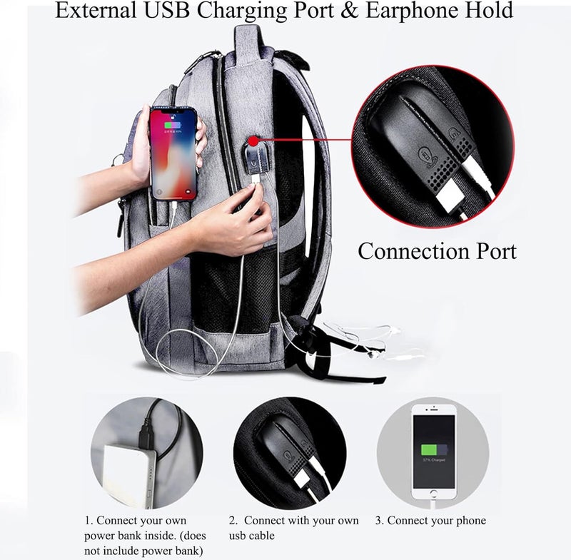 Vaupan Business Travel Laptop Backpack, Water Resistant College School Computer Bag Gifts with USB Charging Port for Men & Women Fits 15.6 Inch Notebook - Image 5
