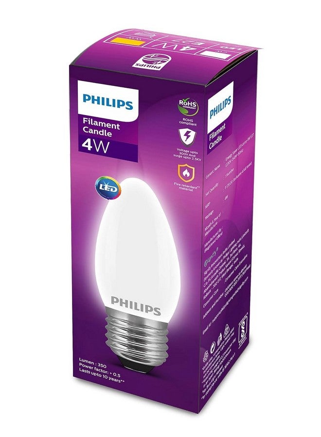 Philips E27 Candle Frosted 400-Lumen Decorative Wall Lights (4W, Pack of 2, Warm White) - Image 2