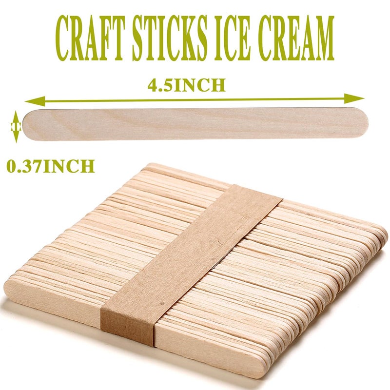 Borogo 300 Pcs Craft Sticks Ice Cream Sticks, Borogo 4.5inchs Sticks Natural Wood Popsicle Craft Sticks Treat Sticks Ice Pop Sticks for DIY Crafts - Image 4