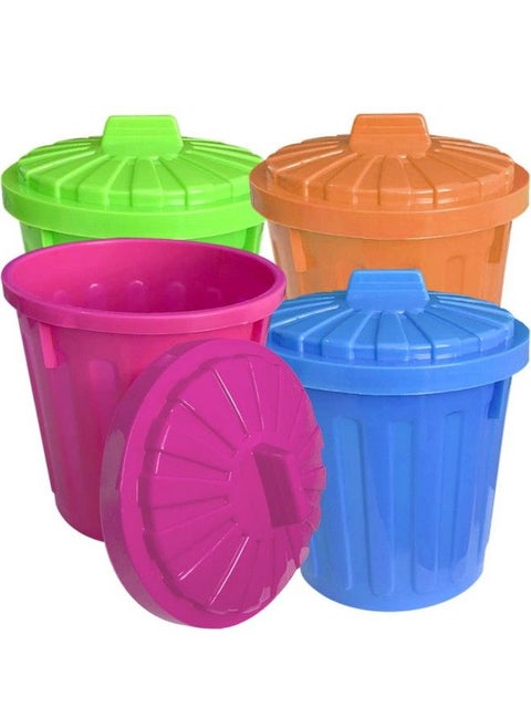 Large Trash Cans Set With Lids Set Of 4 Garbage Bin Toy In Assorted Neon Colors Unique Desk Organizer Birthday Party Favors For Kids Cute Classroom Decor