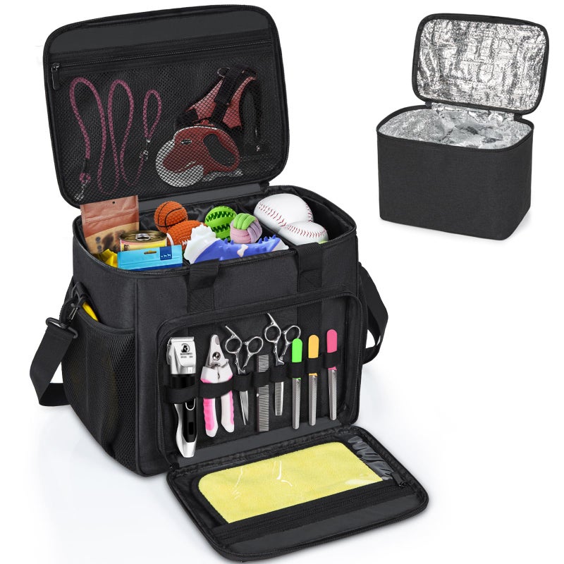 GMAK Large Pet Grooming Bag, Dog Grooming Tote Bags Supplies Organizer Case Pets Tools Organizer Tote for Dog Cat Grooming Tool Kit and Accessories, Black(Bag Only) - Image 1