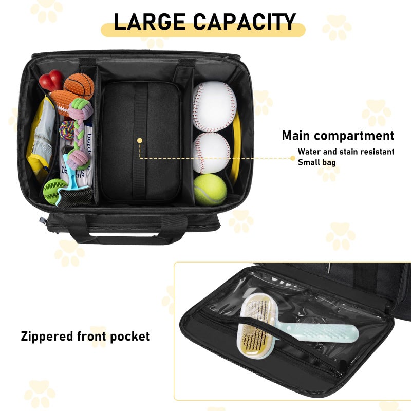 GMAK Large Pet Grooming Bag, Dog Grooming Tote Bags Supplies Organizer Case Pets Tools Organizer Tote for Dog Cat Grooming Tool Kit and Accessories, Black(Bag Only) - Image 3