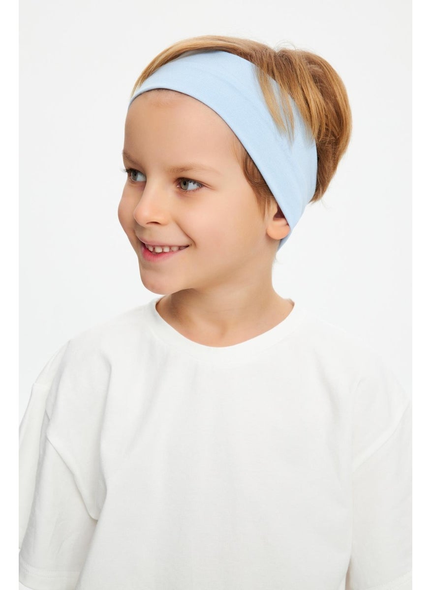 Babygiz Baby Blue-White Boy's Cotton Combed Oversize White T-Shirt Blue Bandana 2-Piece Set  - Image 3