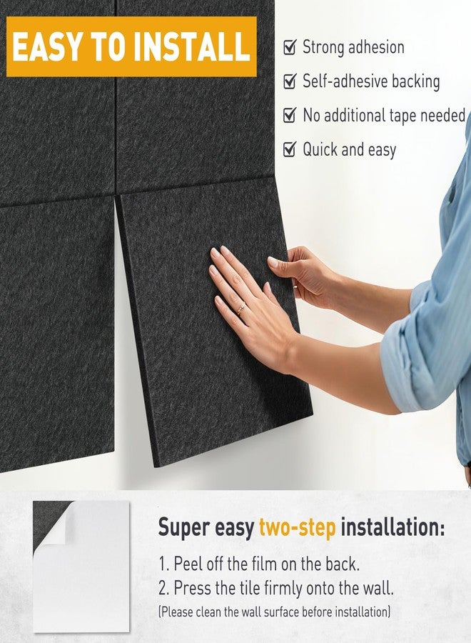 QUEENLINK Large Cork Board 36"x24", 6-Pack Self-Adhesive Felt Bulletin Board Tiles with 60 Push Pins, Square Felt Wall Panels Pin Board Vision Board Wall Organizer for Home Office Decor, Black - Image 3