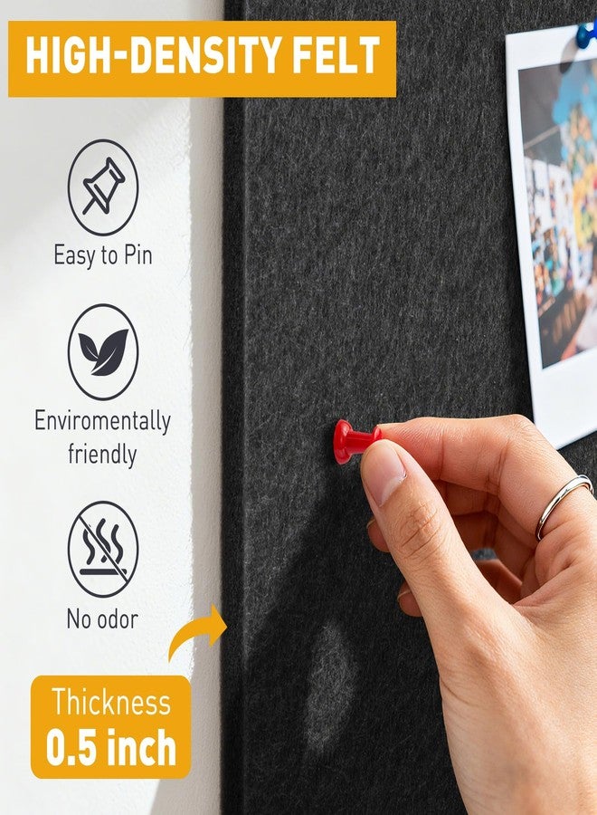 QUEENLINK Large Cork Board 36"x24", 6-Pack Self-Adhesive Felt Bulletin Board Tiles with 60 Push Pins, Square Felt Wall Panels Pin Board Vision Board Wall Organizer for Home Office Decor, Black - Image 4
