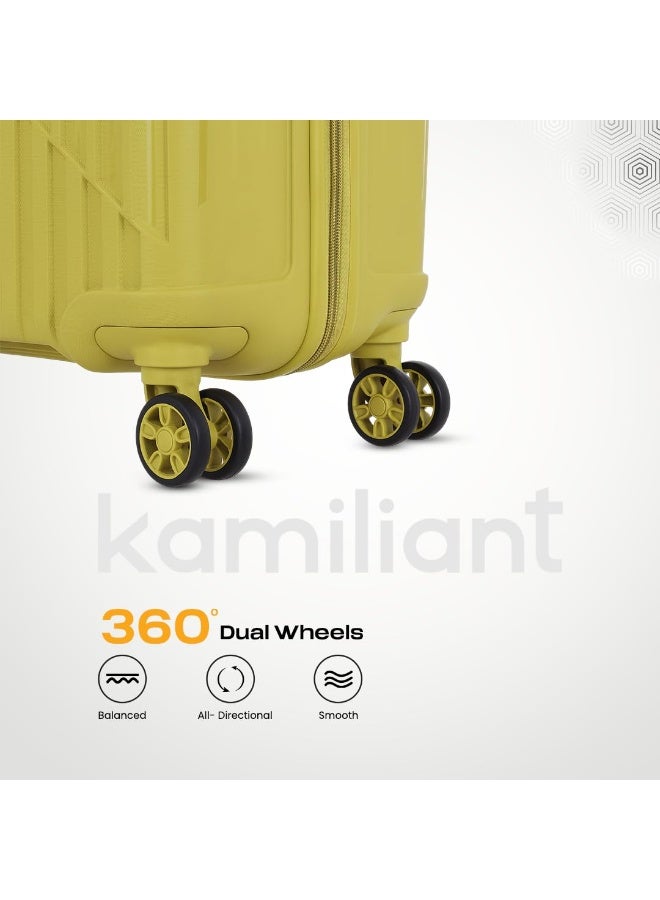 KAMILIANT by American Tourister Savvy | Trolley Bag Set of 3 (55+70+80 cms) for Travel| Hard Case Polypropylene (PP) Suitcase | 360° 8-Wheel Luggage Trolley | Combination Lock | Cress Green - Image 2