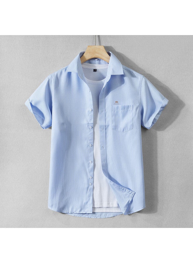 Fomoce cool Solid Color Men's Short Sleeve Shirt For Summer - Image 3