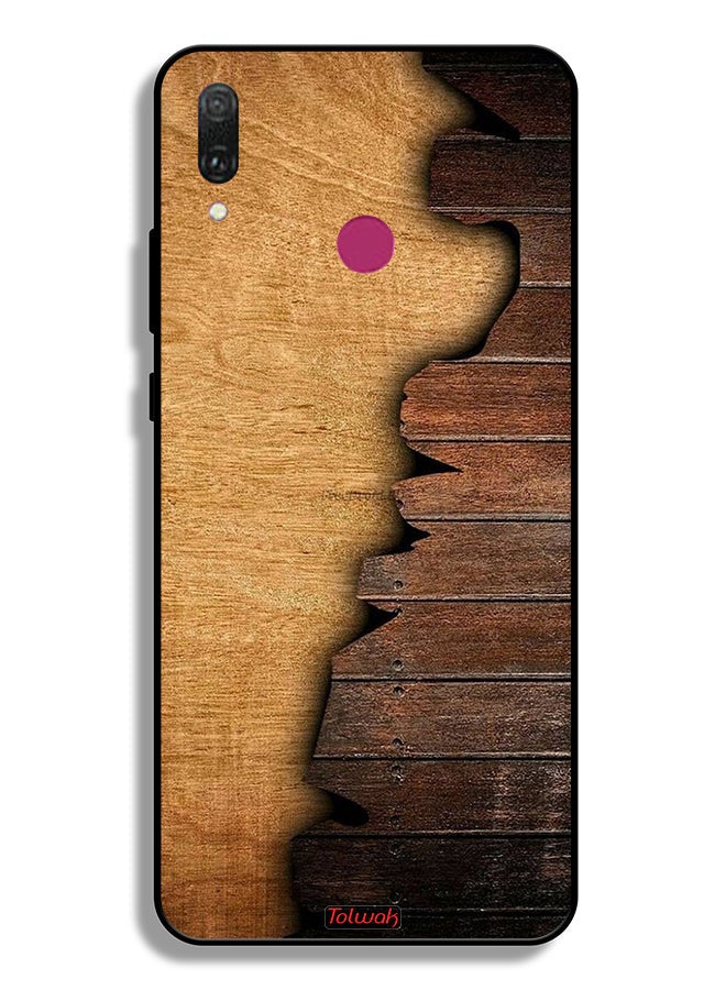 Tolwak Huawei Y9 (2019) Protective Case Cover Vintage Wood Pattern - Image 2