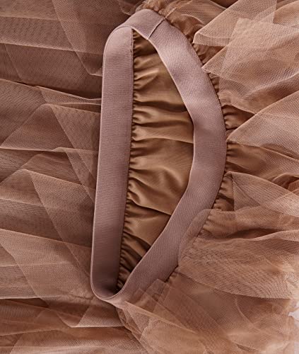 Femiserah Women's Long Rainbow A Line Tulle Tutu Skirts Tiered Skirt Petticoat（One Size, Tulle Coffee - Image 5