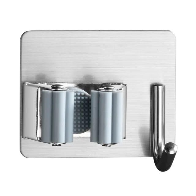 AMEEDARSHAN 2 Pack Broom Holder Wall Mount Mop and Broom Holder Wall Mount Self Adhesive Broom Organizer Hanger Gripper Stainless SteelSilver - Image 4
