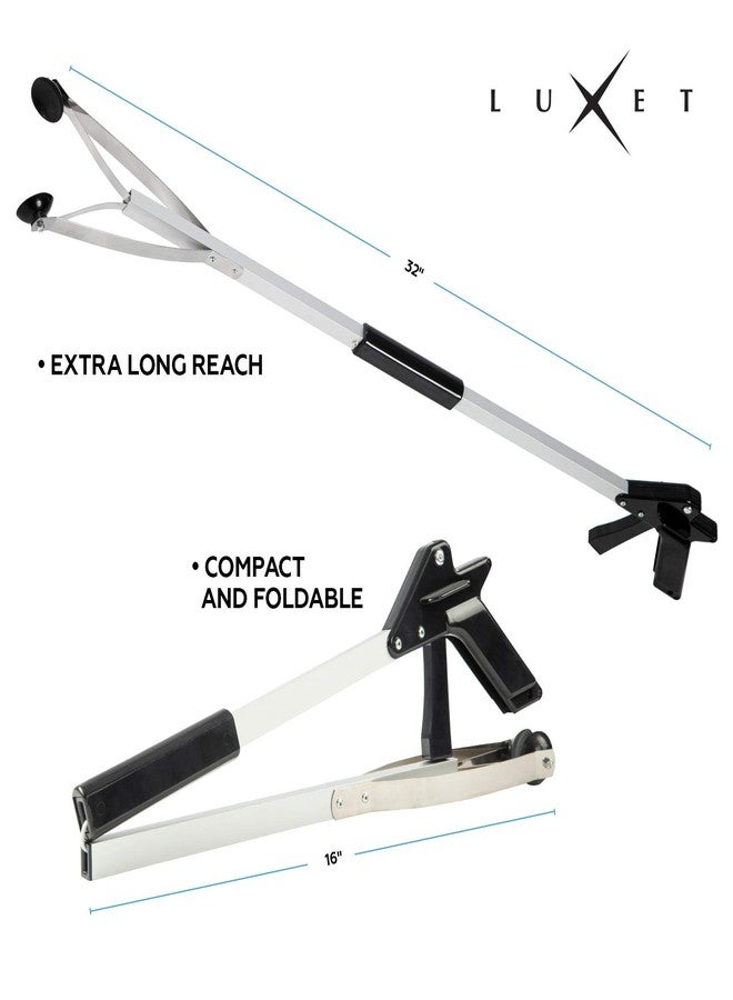 Luxet Grabber Reacher Suction Cup Grip Tool- Long 32 Inch Foldable Strong Heavy Duty Aluminum Pick Up Stick - Lightweight Trash Litter Picker Claw Extended Gripper Nabber Assist for Elderly, Luxet (Black) - Image 5