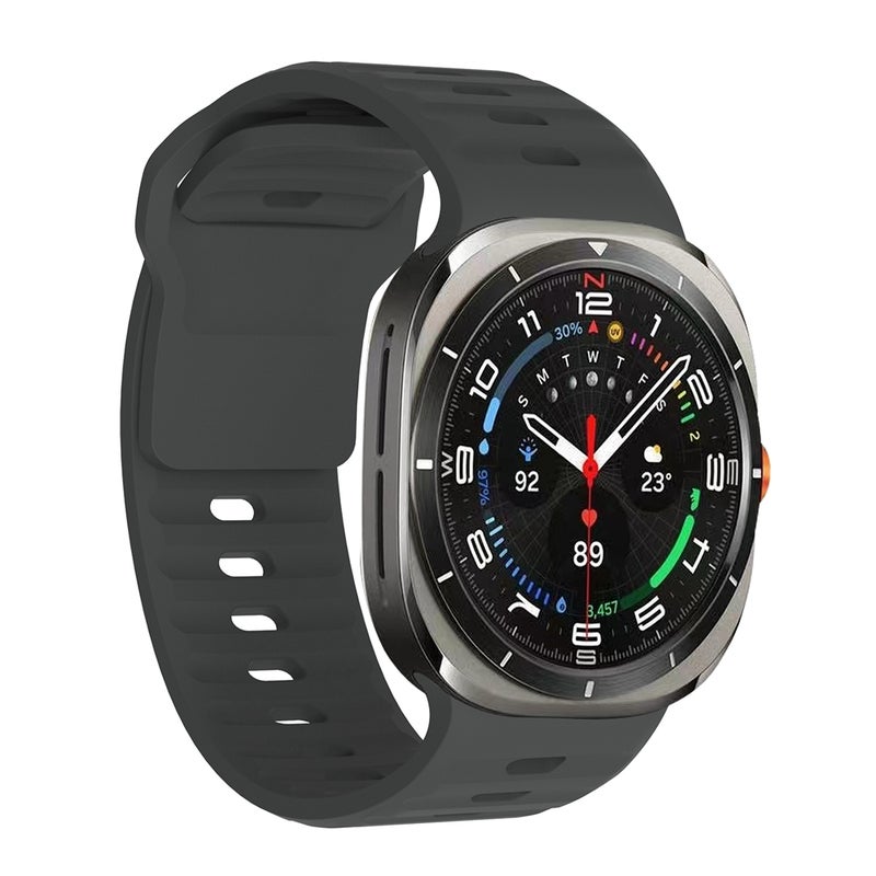 erorex For Samsung Galaxy Watch Ultra 47Mm / Ultra 2025 Wavy Texture Silicone Watch Band(Dark Grey) - Image 1