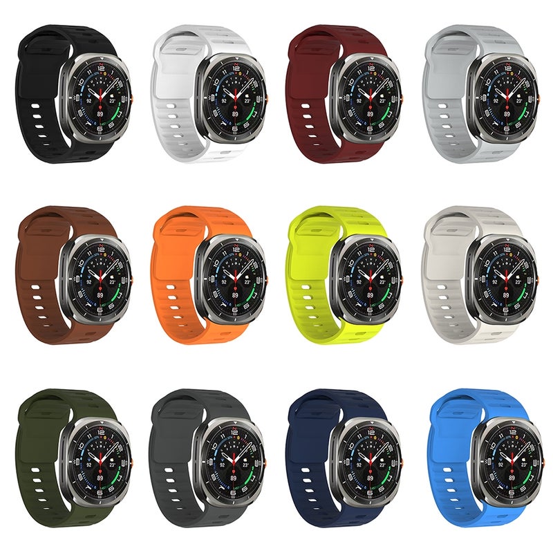 erorex For Samsung Galaxy Watch Ultra 47Mm / Ultra 2025 Wavy Texture Silicone Watch Band(Dark Grey) - Image 4