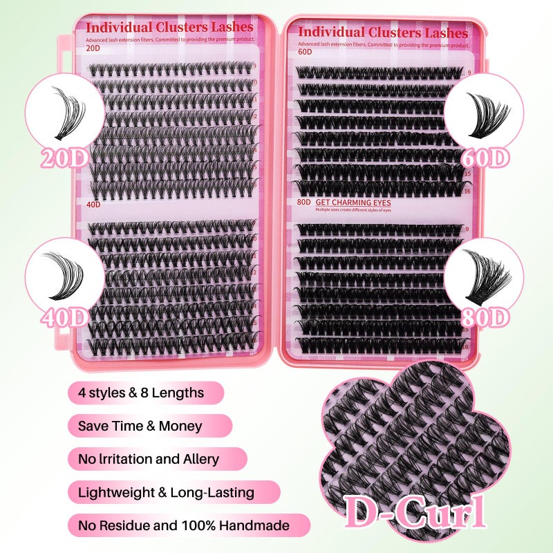 RITALASH Lash Clusters 4 Style DIY Lashes Clusters Eyelash Clusters False Eyelashes Cluster Eyelash Extensions Wispy Lash Clusters PestaÃ±as Postizas Naturales Soft Cluster Lashes(640pcs 20D+40D+60D+80D,9-16mm) - Image 4