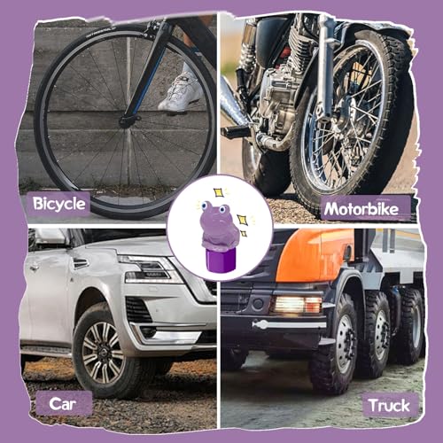 xbrtaia 4 Pack Cute Frog Tire Valve caps, Interesting and Practical Tire Decoration, Can be Used for Cars, Motorcycles, Trucks, and Bicycles.(Purple) - Image 4