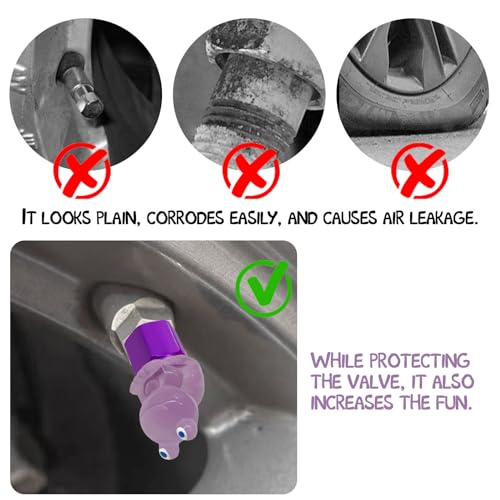 xbrtaia 4 Pack Cute Frog Tire Valve caps, Interesting and Practical Tire Decoration, Can be Used for Cars, Motorcycles, Trucks, and Bicycles.(Purple) - Image 3
